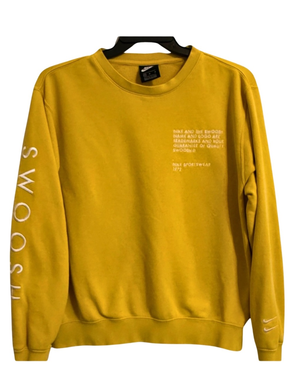 Nike Sportswear Swoosh 1972 Embroidered Crewneck Sweatshirt Mustard Men’s M
